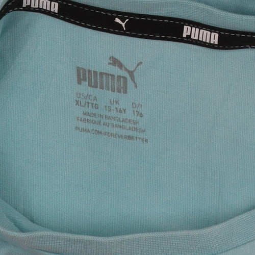 Puma Teens Blue XL Crew Neck Cotton Jersey T-Shirt