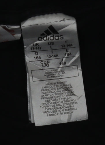 Adidas Boys Black 13-14 Years Logo Graphic Cotton T-Shirt