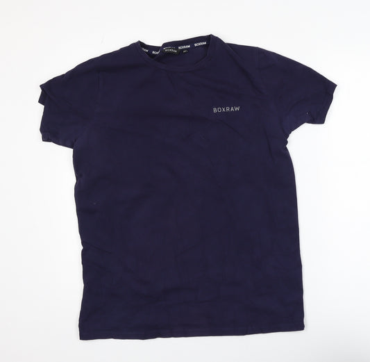 BOXRAW Men's Blue Slim Fit Cotton Jersey T-Shirt XS