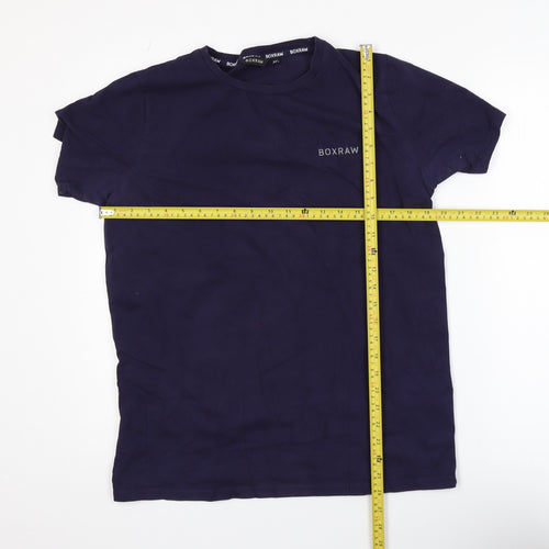BOXRAW Men's Blue Slim Fit Cotton Jersey T-Shirt XS