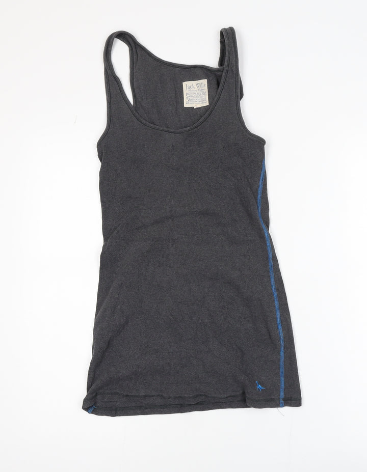 Jack Wills Women’s Grey Tank Dress Size 12 Sleeveless Casual Jersey