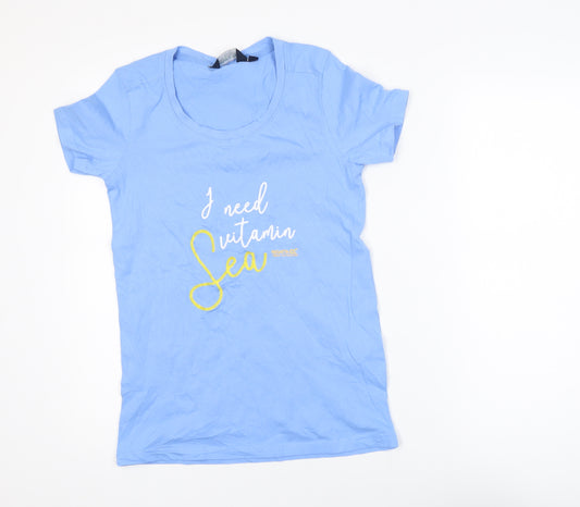 Regatta Womens Blue T-Shirt Size 8 Crew Neck Casual Cotton Top