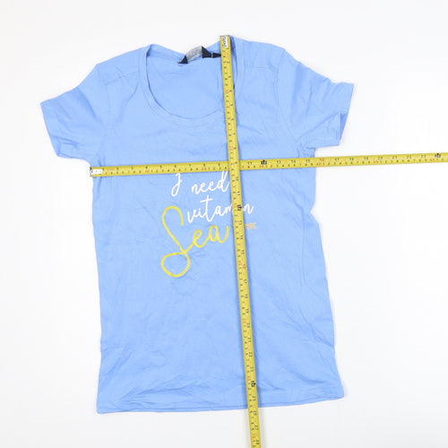 Regatta Womens Blue T-Shirt Size 8 Crew Neck Casual Cotton Top