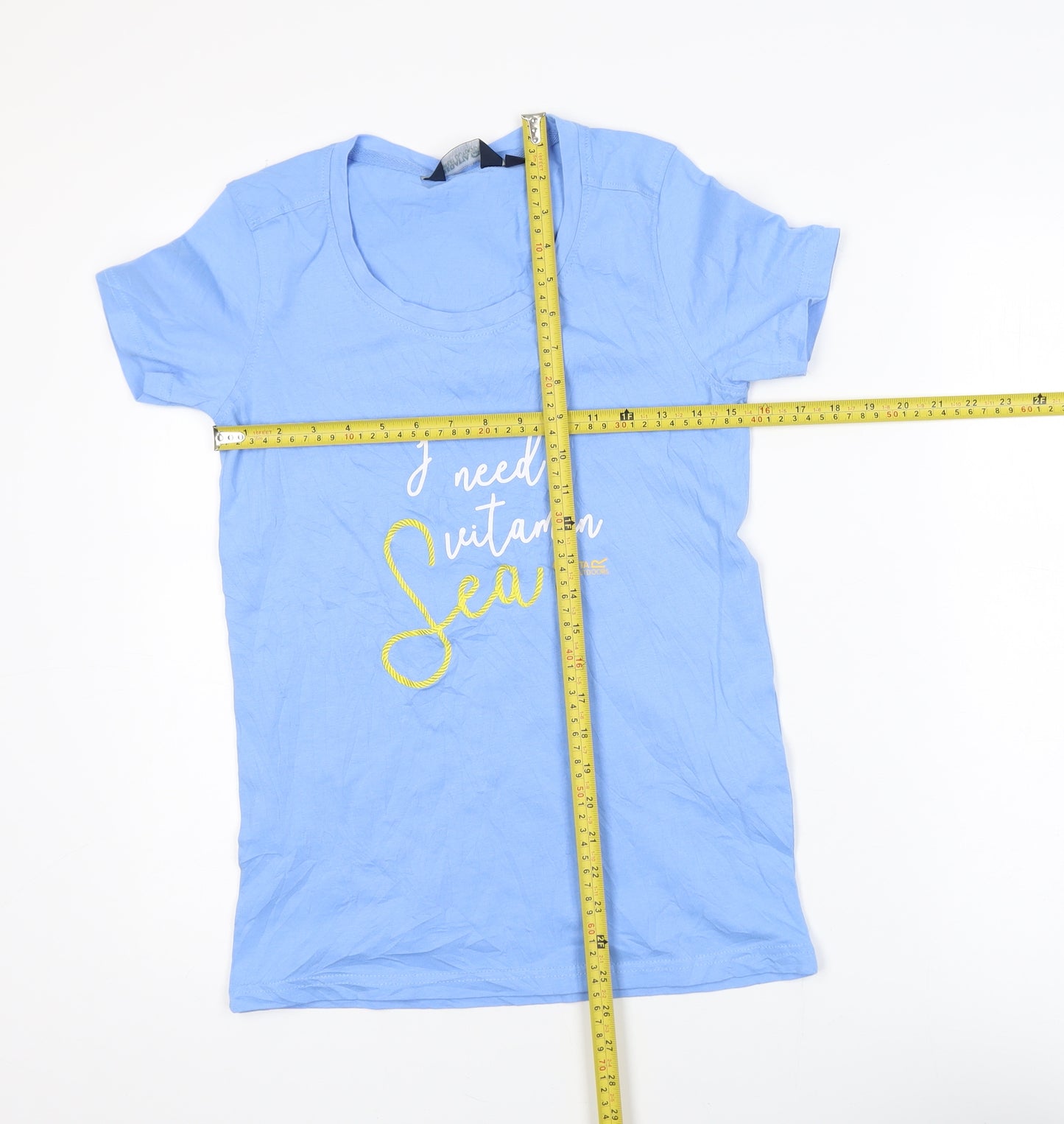 Regatta Womens Blue T-Shirt Size 8 Crew Neck Casual Cotton Top