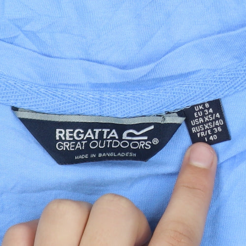 Regatta Womens Blue T-Shirt Size 8 Crew Neck Casual Cotton Top