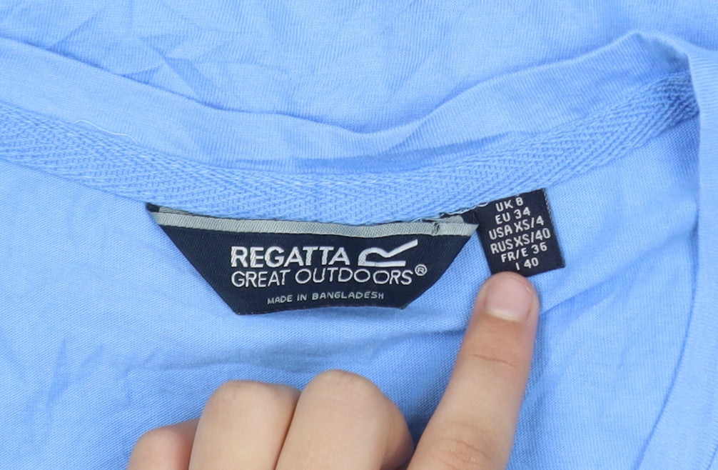 Regatta Womens Blue T-Shirt Size 8 Crew Neck Casual Cotton Top
