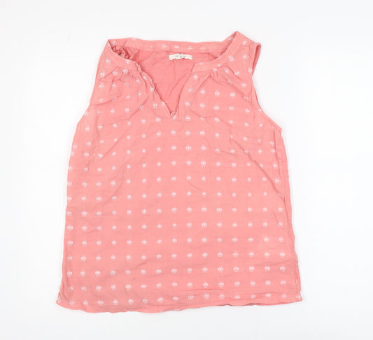 White Stuff Women's Pink Sleeveless V-Neck Cotton Blouse UK 10
