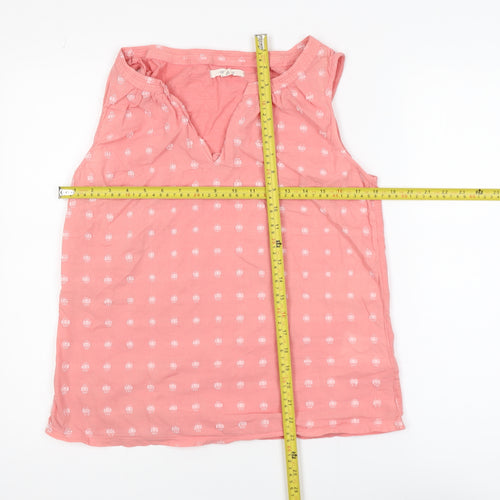 White Stuff Women's Pink Sleeveless V-Neck Cotton Blouse UK 10