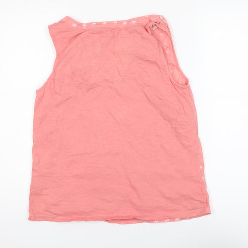 White Stuff Women's Pink Sleeveless V-Neck Cotton Blouse UK 10
