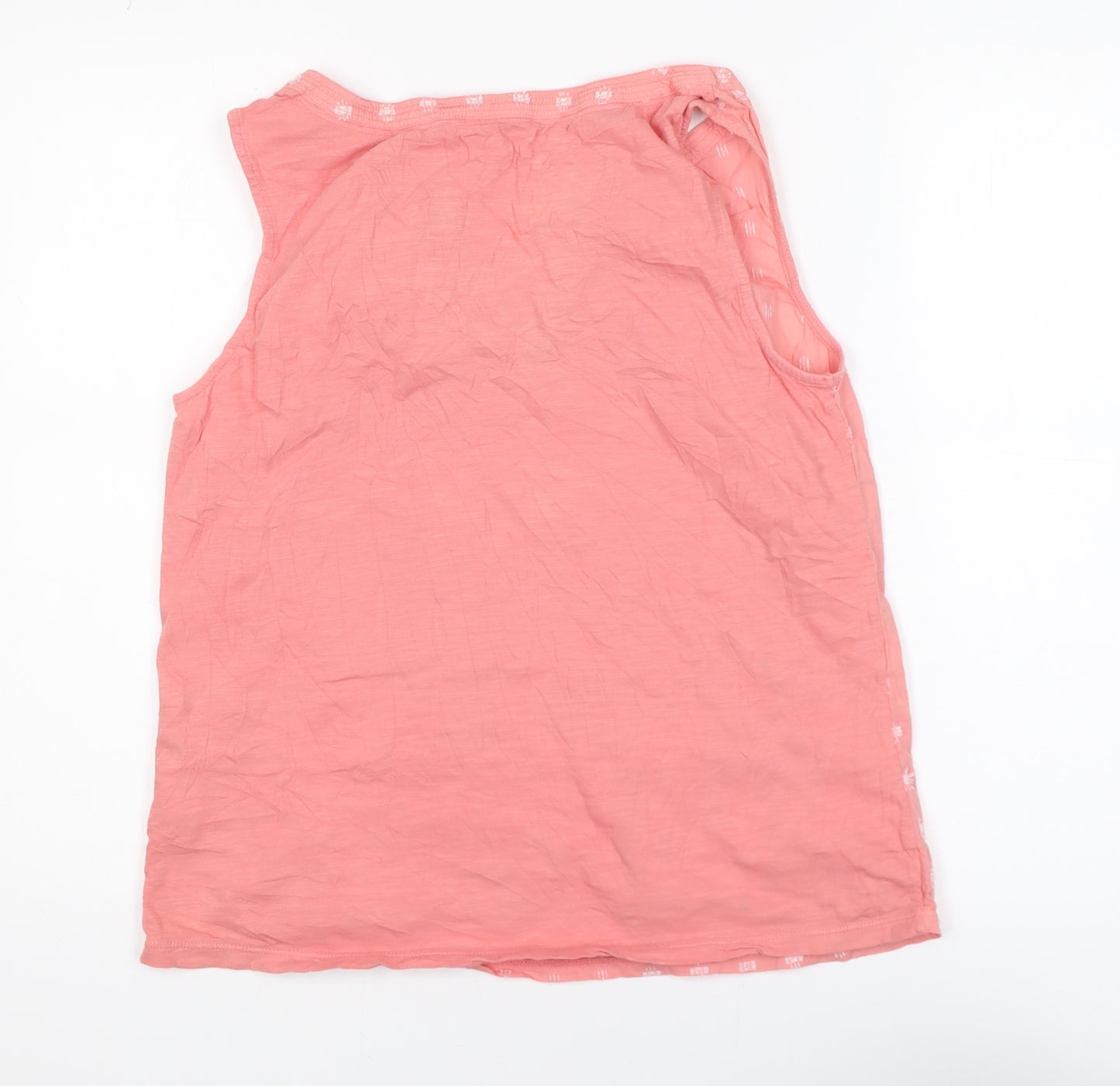 White Stuff Women's Pink Sleeveless V-Neck Cotton Blouse UK 10