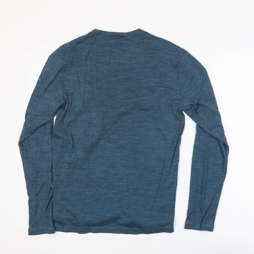 Decathlon Men's Blue V-Neck Long Sleeve Graphic Outdoor T-Shirt M