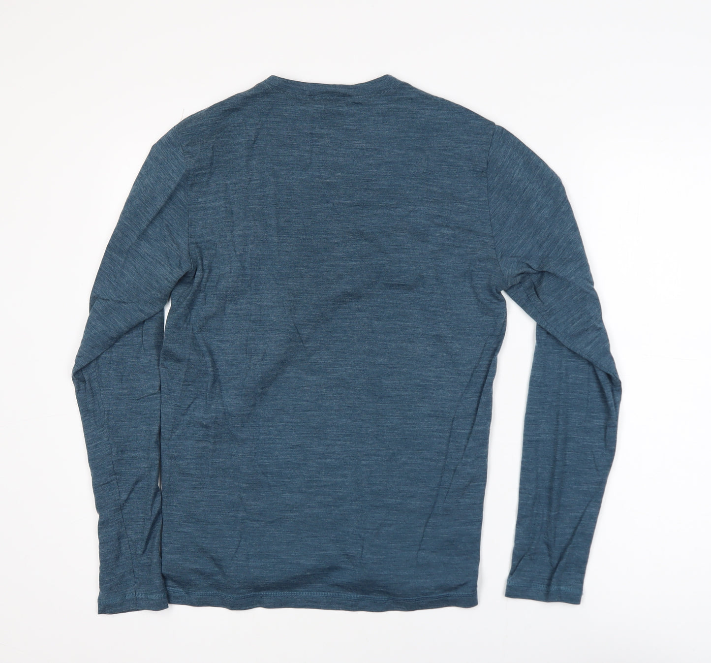 Decathlon Men's Blue V-Neck Long Sleeve Graphic Outdoor T-Shirt M