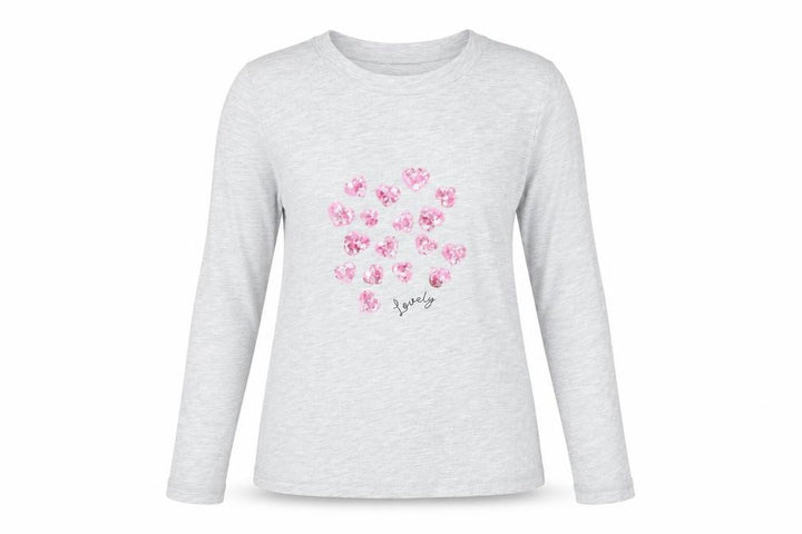 Oasis Women’s Grey Sequin Heart Long Sleeve T-Shirt Size S