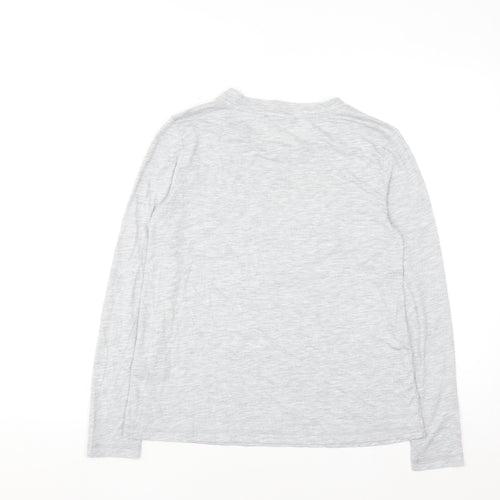 Oasis Women’s Grey Sequin Heart Long Sleeve T-Shirt Size S