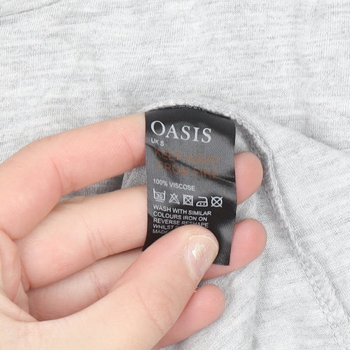 Oasis Women’s Grey Sequin Heart Long Sleeve T-Shirt Size S