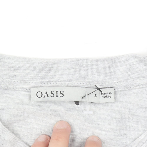 Oasis Women’s Grey Sequin Heart Long Sleeve T-Shirt Size S