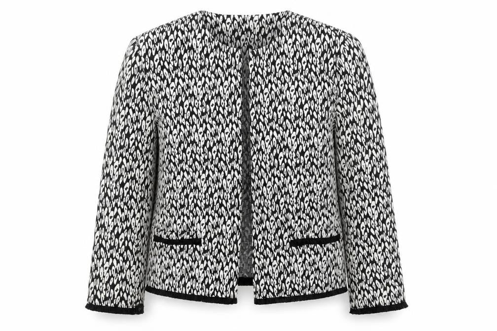 Front view of Marks & Spencer Women Black Animal Print Blazer Jacket, size 12