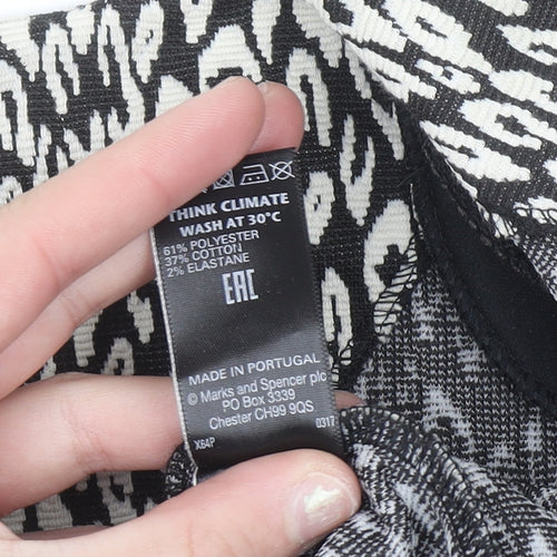 Marks and Spencer Women Black Animal Print Blazer Jacket Size 12