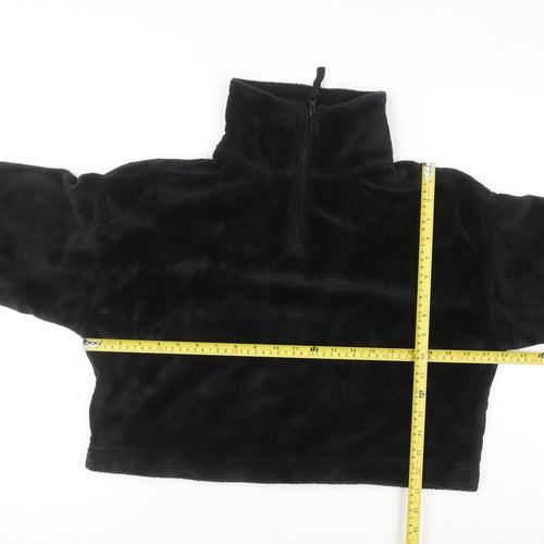 ASOS DESIGN Women Black UK 8 Petite Fleece 1/2 Zip Pullover Sweatshirt