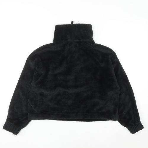 ASOS DESIGN Women Black UK 8 Petite Fleece 1/2 Zip Pullover Sweatshirt