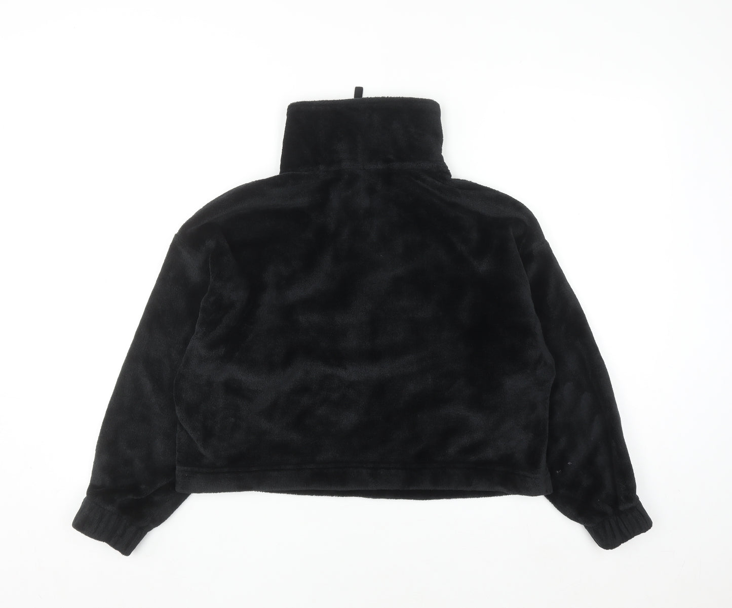 ASOS DESIGN Women Black UK 8 Petite Fleece 1/2 Zip Pullover Sweatshirt