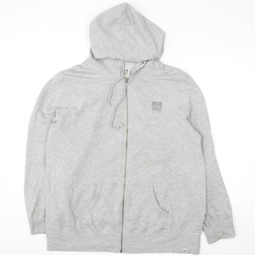 Reef Mens Grey Full Zip Hoodie 2XL Regular Fit Fleece