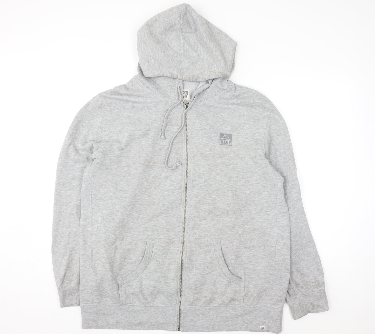 Reef Mens Grey Full Zip Hoodie 2XL Regular Fit Fleece