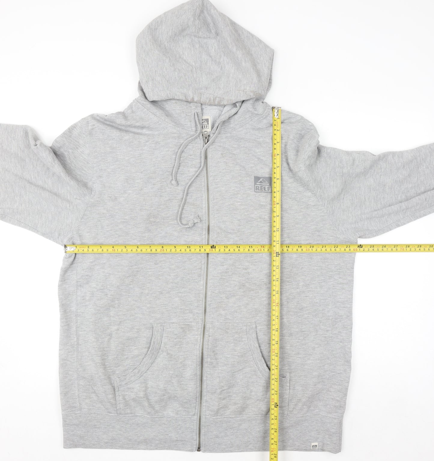 Reef Mens Grey Full Zip Hoodie 2XL Regular Fit Fleece