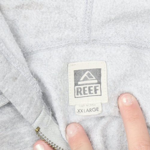 Reef Mens Grey Full Zip Hoodie 2XL Regular Fit Fleece
