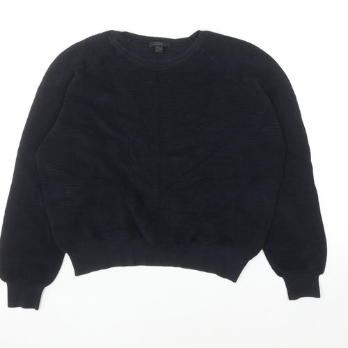 COS Womens Black Cotton Relaxed Fit Knit Jumper Size 12