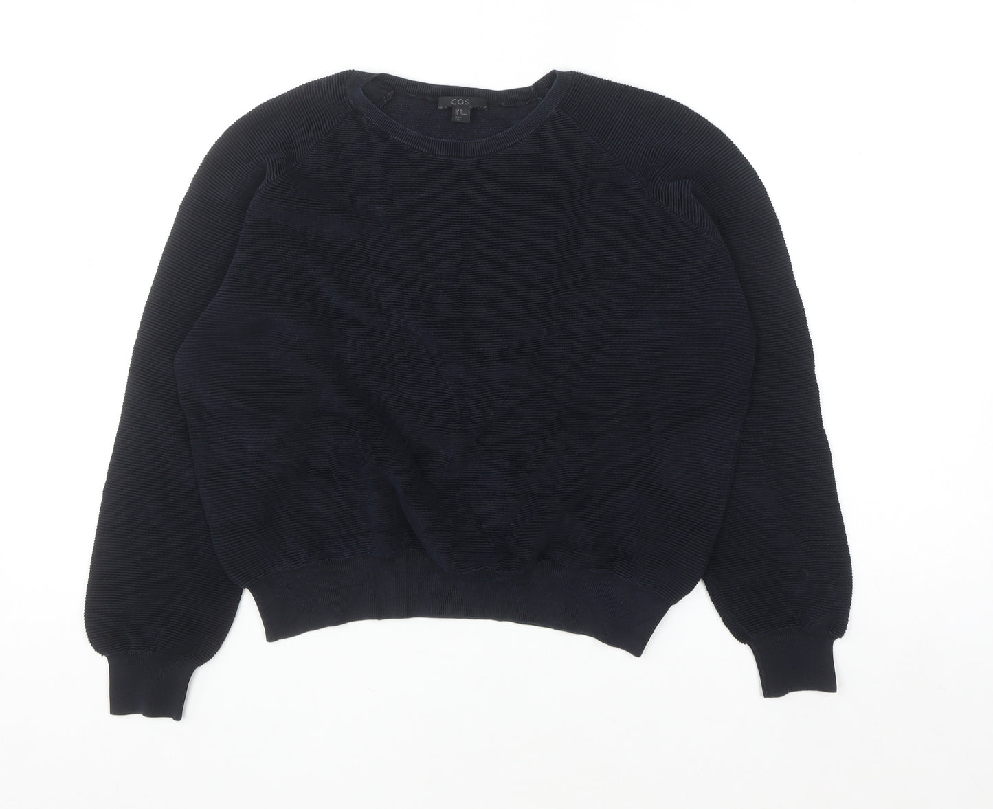 COS Womens Black Cotton Relaxed Fit Knit Jumper Size 12