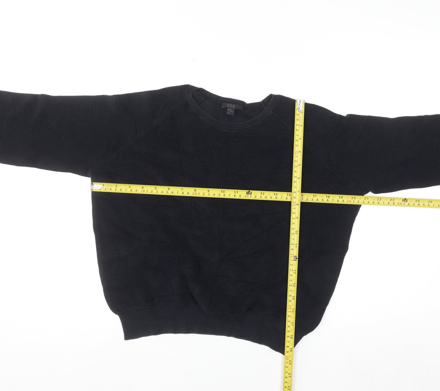 COS Womens Black Cotton Relaxed Fit Knit Jumper Size 12