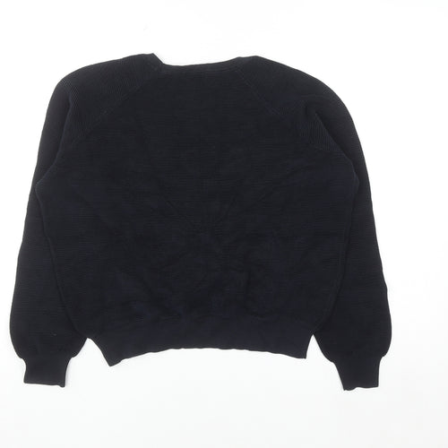 COS Womens Black Cotton Relaxed Fit Knit Jumper Size 12