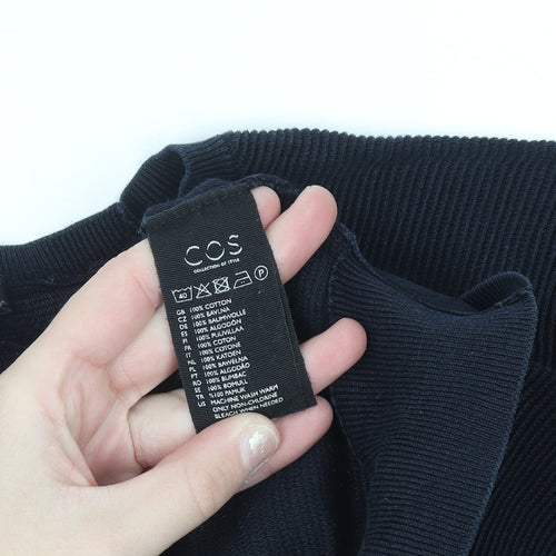 COS Womens Black Cotton Relaxed Fit Knit Jumper Size 12