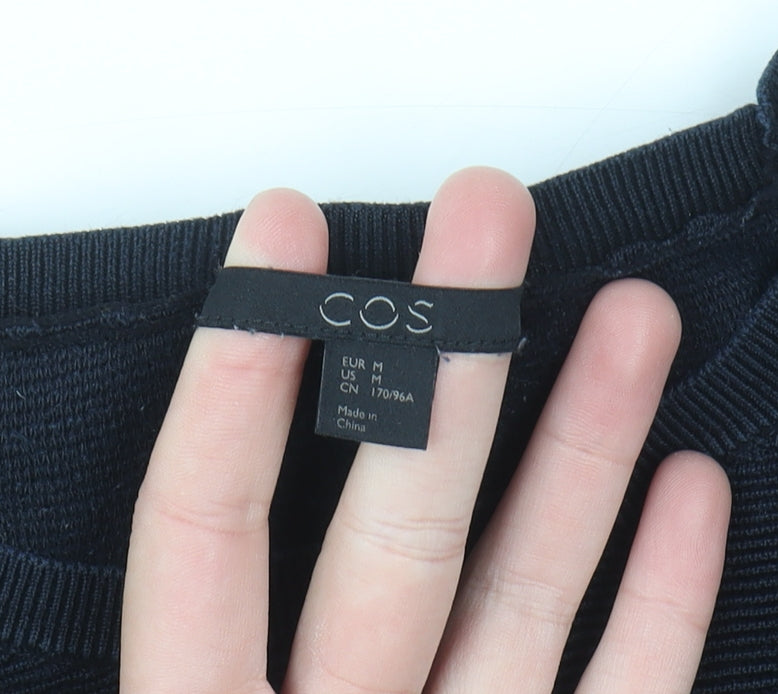 COS Womens Black Cotton Relaxed Fit Knit Jumper Size 12