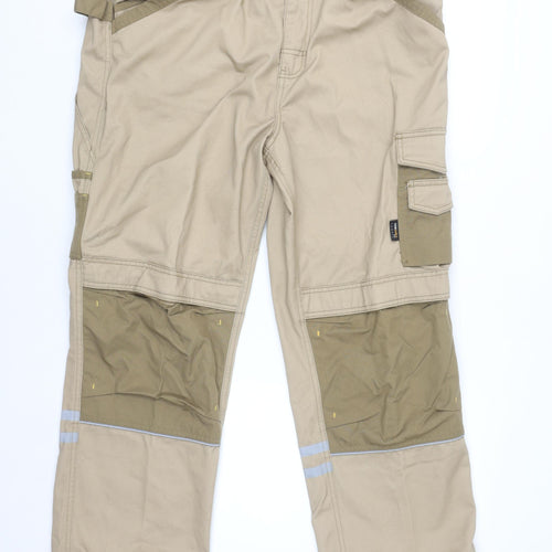 Workwear Men’s Beige 36R Cargo Work Trousers with Reflective Strips