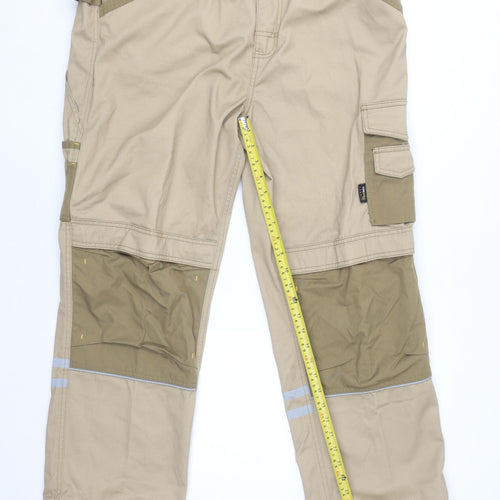 Workwear Men’s Beige 36R Cargo Work Trousers with Reflective Strips