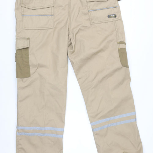 Workwear Men’s Beige 36R Cargo Work Trousers with Reflective Strips