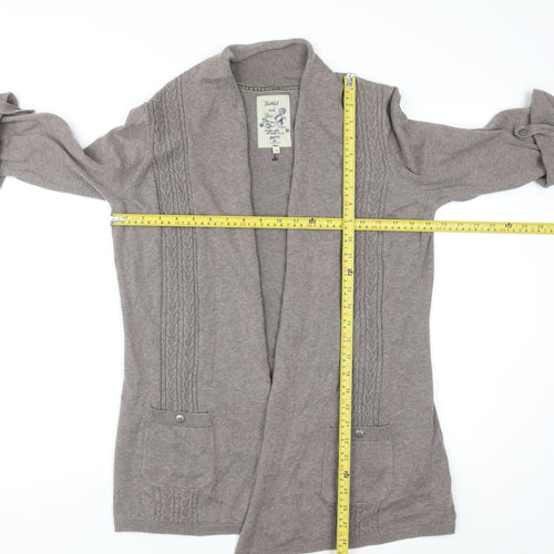 Mantaray Women’s Beige Cable-Knit Cotton Cardigan Size 14