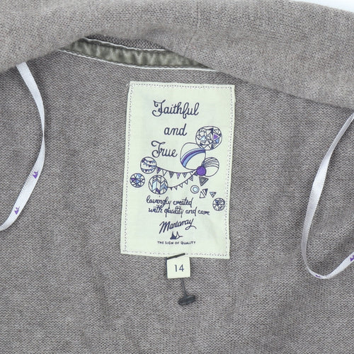 Mantaray Women’s Beige Cable-Knit Cotton Cardigan Size 14