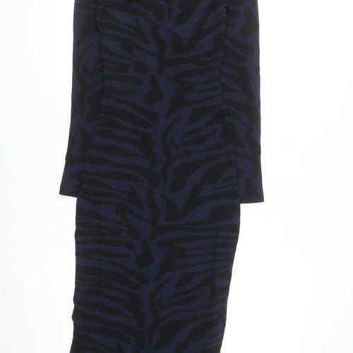 River Island Women's Blue Animal Print Bodycon Midi Dress Size 6