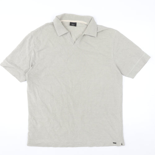 Next Men's Beige Collared Short Sleeve Knit Casual Shirt L