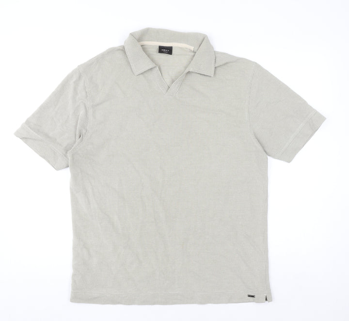 Next Men's Beige Collared Short Sleeve Knit Casual Shirt L