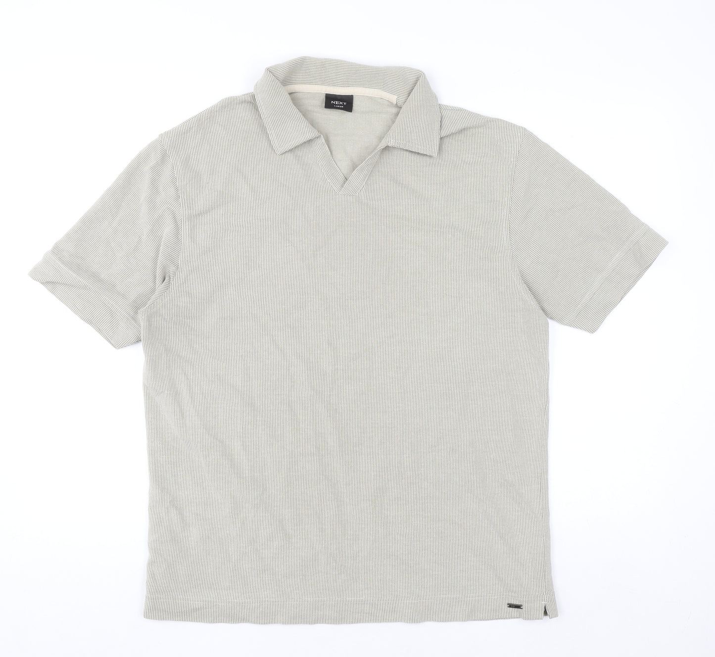 Next Men's Beige Collared Short Sleeve Knit Casual Shirt L