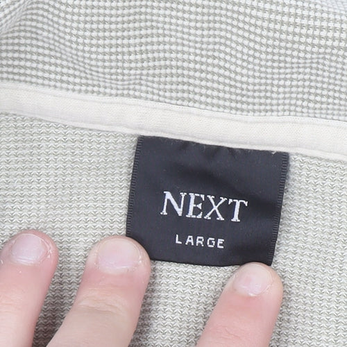 Next Men's Beige Collared Short Sleeve Knit Casual Shirt L