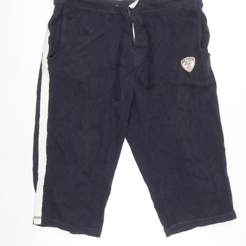 Tommy Hilfiger Men’s Blue XL Sport Capri Trousers with Logo and Stripe Detail