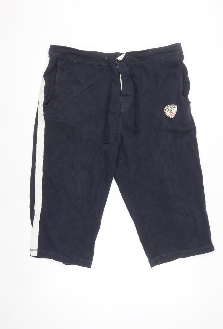 Tommy Hilfiger Men’s Blue XL Sport Capri Trousers with Logo and Stripe Detail