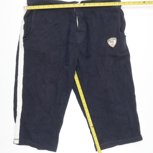 Tommy Hilfiger Men’s Blue XL Sport Capri Trousers with Logo and Stripe Detail