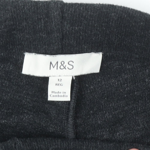 Marks and Spencer Womens Black Size 12 Regular Straight Leg Comfort Trousers