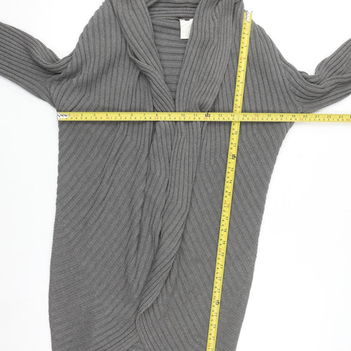Phase Eight Women Grey Size 12 Open Knit Long Cardigan